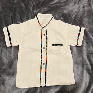 NEW Boys’ Traditional, Handcrafted Mexican Coralillo Short-Sleeve Shirt (Size 4)